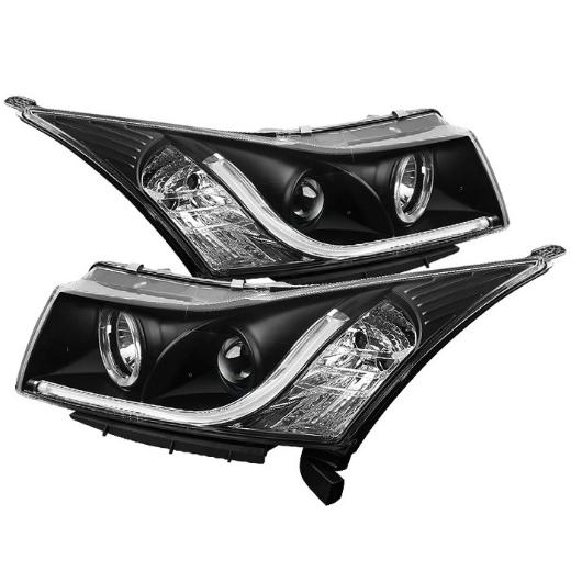 Spyder Projector Headlights Light Tube DRL - Black (High H1 incl Low H7 incl)