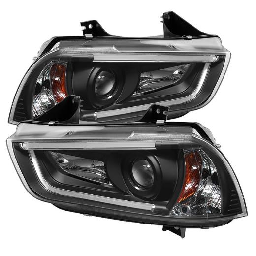 Spyder Projector Headlights Light Tube DRL - Black (High H1 incl Low H7 incl)