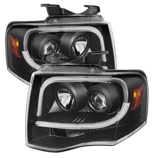 Spyder Projector Headlights - Black, Lights Tube DRL