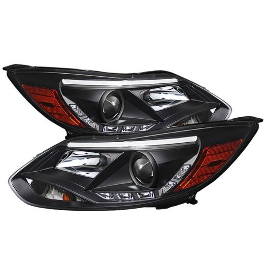 Spyder DRL Projector Headlights - Black (High H1 incl Low H7 incl)