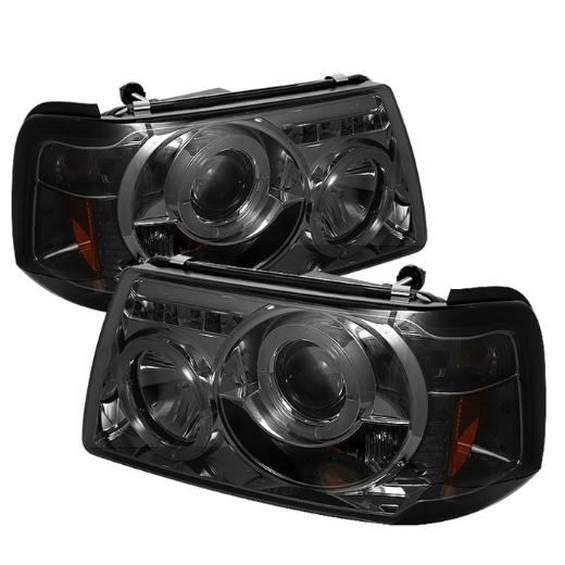 Spyder 1Pc Halo Projector Headlights - Smoke