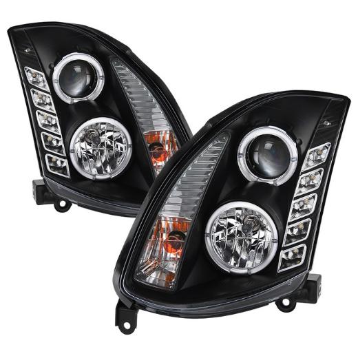 Spyder HID-Type DRL LED Projector Headlights - Black