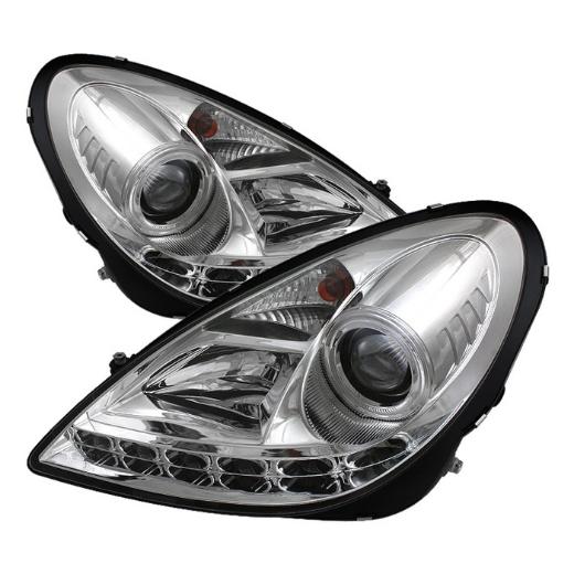 Spyder (Non HID) LED DRL (Daytime Running Lights) Projector Headlights - Chrome