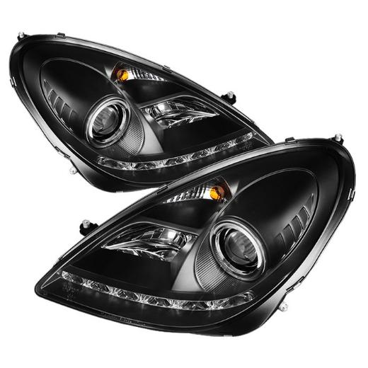 Spyder HID Type DRL (Daytime Running Lights) LED Projector Headlights - Black