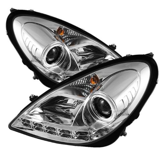 Spyder HID Type DRL (Daytime Running Lights) LED Projector Headlights - Chrome