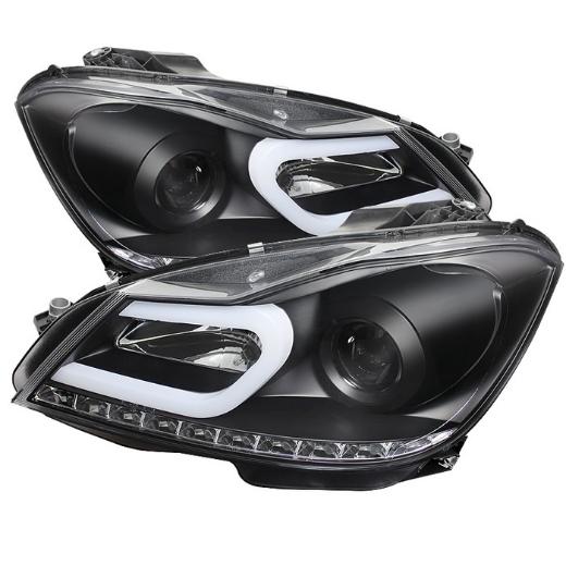 Spyder DRL Projector Headlights - Black (High H1 incl Low H7 incl)