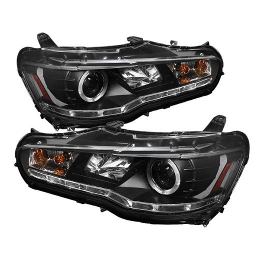 Spyder (Non HID Type) LED DRL (Daytime Running Lights) Projector Headlights - Black