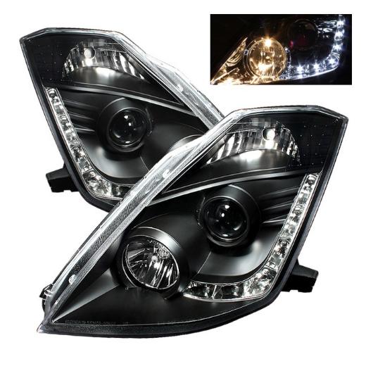 Spyder (HID Version) LED DRL (Daytime Running Lights) Projector Headlights - Black