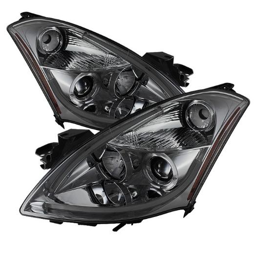 Spyder Projector Headlights, Light Tube DRL, LED Halo,  Smoke