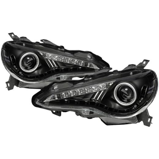 Spyder Projector Headlights - DRL LED, Black