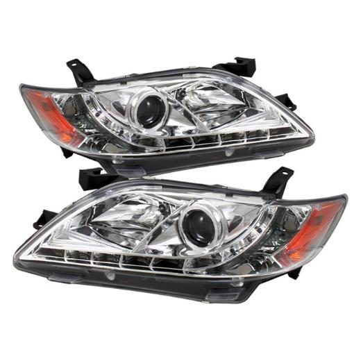 Spyder LED DRL (Daytime Running Lights) Projector Headlights - Chrome