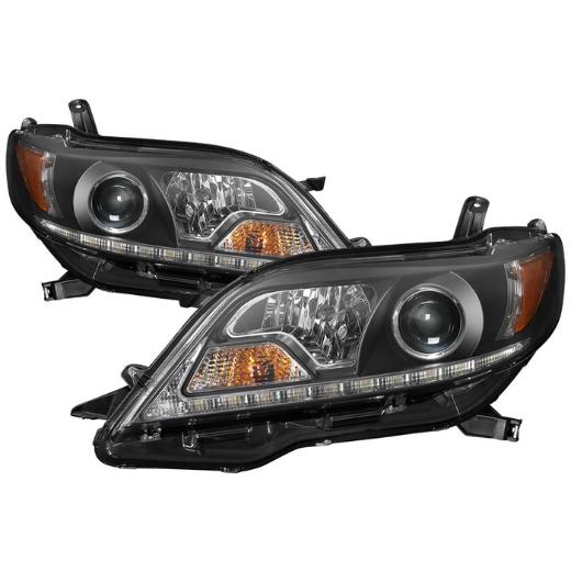 Projector Headlights - DRL LED - Black