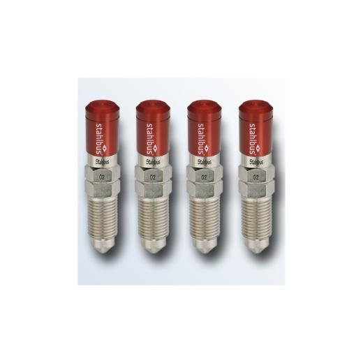 Stahlbus Bleeder Valves with Red Dust Caps - Steel (M10x1.25x20mm) 