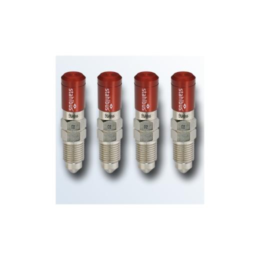 Stahlbus Bleeder Valves with Red Dust Caps - Steel (M10x1.25x16mm) 