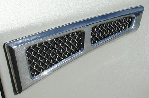 T-Rex MKX Side Vents - Chrome Plated With Mesh (1.75x10, No Cutting Required)