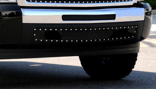 T-Rex X-Metal Series - Studded Bumper Grille - All Black - 2 Piece (Includes Top Bumper Mesh And Air Dam Grille)