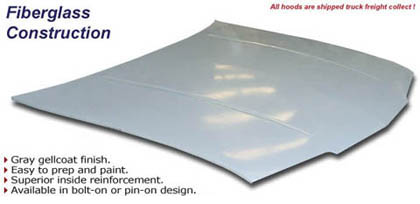 US Body Source Fiberglass Hood - Heavy Duty, Stock