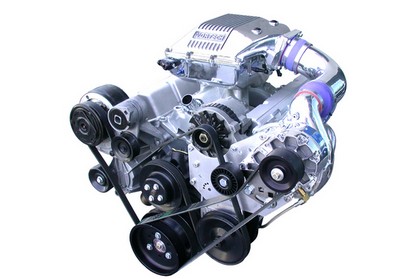 Vortech® Carbureted Small Block Chevrolet Supercharging System w/V-2 Si-Trim Supercharger, Satin 