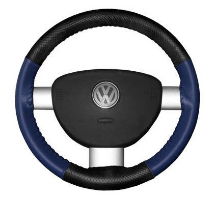 Wheelskins Steering Wheel Cover - EuroPerf, Perforated Top & Bottom (Black Top / Blue Sides)