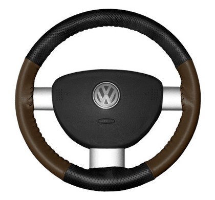 Wheelskins Steering Wheel Cover - EuroPerf, Perforated Top & Bottom (Black Top / Brown Sides)