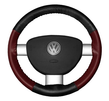 Wheelskins Steering Wheel Cover - EuroPerf, Perforated Top & Bottom (Black Top / Burgundy Sides)