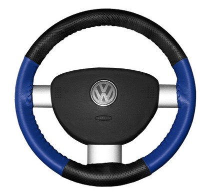 Wheelskins Steering Wheel Cover - EuroPerf, Perforated Top & Bottom (Black Top / Cobalt Sides)