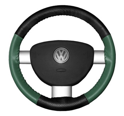 Wheelskins Steering Wheel Cover - EuroPerf, Perforated Top & Bottom (Black Top / Green Sides)