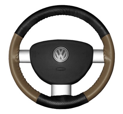 Wheelskins Steering Wheel Cover - EuroPerf, Perforated Top & Bottom (Black Top / Oak Sides)