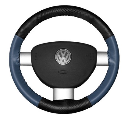 Wheelskins Steering Wheel Cover - EuroPerf, Perforated Top & Bottom (Black Top / Sea Blue Sides)