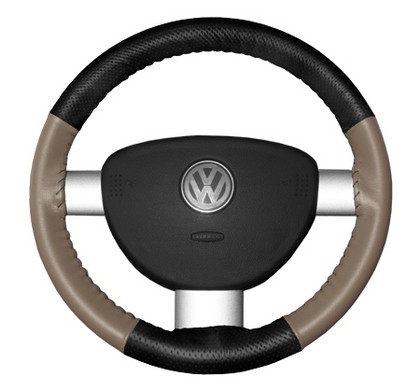 Wheelskins Steering Wheel Cover - EuroPerf, Perforated Top & Bottom (Black Top / Sand Sides)