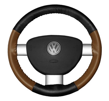 Wheelskins Steering Wheel Cover - EuroPerf, Perforated Top & Bottom (Black Top / Tan Sides)