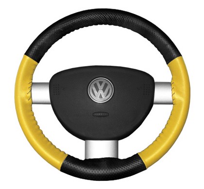 Wheelskins Steering Wheel Cover - EuroPerf, Perforated Top & Bottom (Black Top / Yellow Sides)