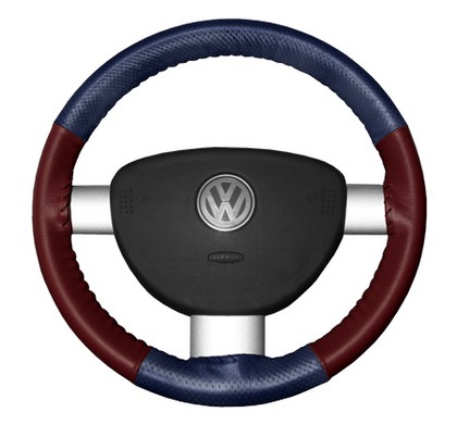 Wheelskins Steering Wheel Cover - EuroPerf, Perforated Top & Bottom (Blue Top / Burgundy Sides)