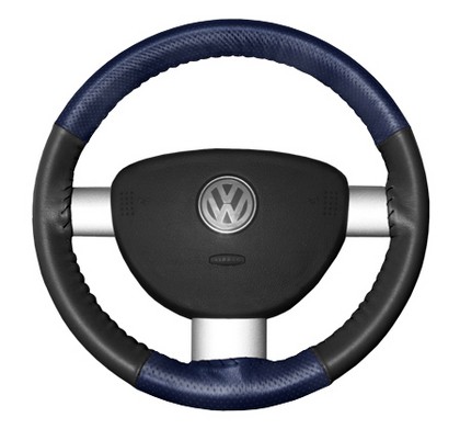 Wheelskins Steering Wheel Cover - EuroPerf, Perforated Top & Bottom (Blue Top / Charcoal Sides)