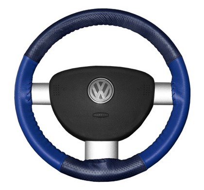 Wheelskins Steering Wheel Cover - EuroPerf, Perforated Top & Bottom (Blue Top / Cobalt Sides)