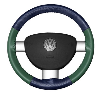 Wheelskins Steering Wheel Cover - EuroPerf, Perforated Top & Bottom (Blue Top / Green Sides)