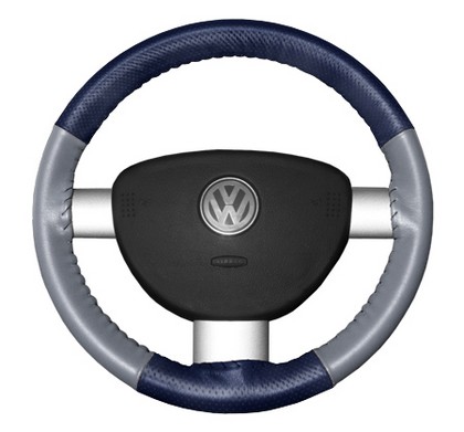 Wheelskins Steering Wheel Cover - EuroPerf, Perforated Top & Bottom (Blue Top / Grey Sides)