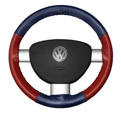 Wheelskins Steering Wheel Cover - EuroPerf, Perforated Top & Bottom (Blue Top / Red Sides)