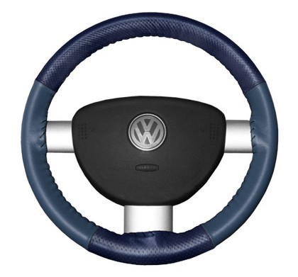 Wheelskins Steering Wheel Cover - EuroPerf, Perforated Top & Bottom (Blue Top / Sea Blue Sides)