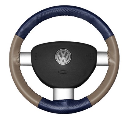 Wheelskins Steering Wheel Cover - EuroPerf, Perforated Top & Bottom (Blue Top / Sand Sides)