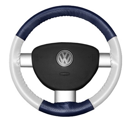 Wheelskins Steering Wheel Cover - EuroPerf, Perforated Top & Bottom (Blue Top / White Sides)