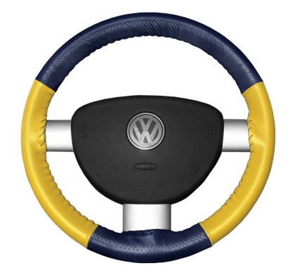 Wheelskins Steering Wheel Cover - EuroPerf, Perforated Top & Bottom (Blue Top / Yellow Sides)