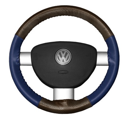 Wheelskins Steering Wheel Cover - EuroPerf, Perforated Top & Bottom (Brown Top / Blue Sides)