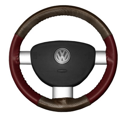 Wheelskins Steering Wheel Cover - EuroPerf, Perforated Top & Bottom (Brown Top / Burgundy Sides)