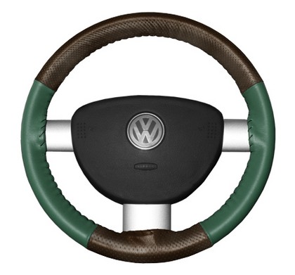 Wheelskins Steering Wheel Cover - EuroPerf, Perforated Top & Bottom (Brown Top / Green Sides)