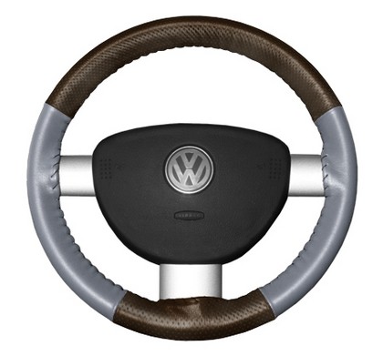 Wheelskins Steering Wheel Cover - EuroPerf, Perforated Top & Bottom (Brown Top / Grey Sides)