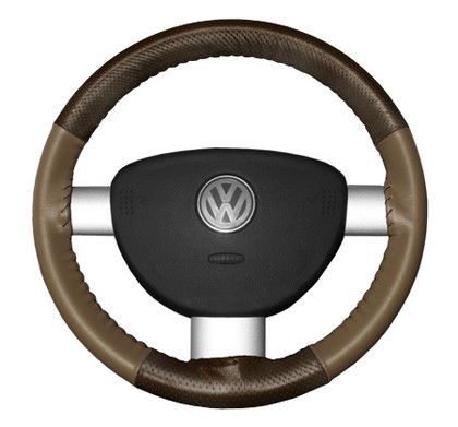 Wheelskins Steering Wheel Cover - EuroPerf, Perforated Top & Bottom (Brown Top / Oak Sides)