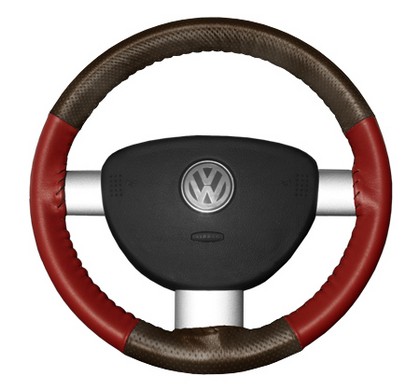 Wheelskins Steering Wheel Cover - EuroPerf, Perforated Top & Bottom (Brown Top / Red Sides