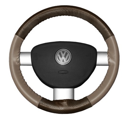 Wheelskins Steering Wheel Cover - EuroPerf, Perforated Top & Bottom (Brown Top / Sand Sides)