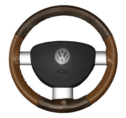 Wheelskins Steering Wheel Cover - EuroPerf, Perforated Top & Bottom (Brown Top / Tan Sides)